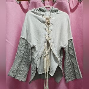 POL-Andrew Lace Up Sweater Sz M